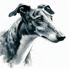 흰 배경, 그레이하운드, 수채화 (white background, greyhound, water colour)