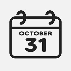 Icon page calendar day - 31 October