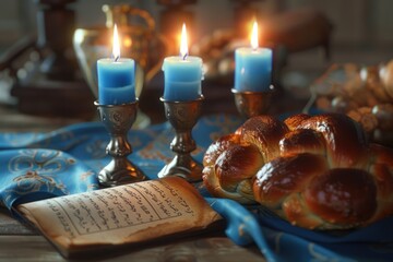 Obraz premium Bread and candle setup