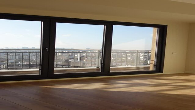 Modern building with tinted windows. Urban architecture