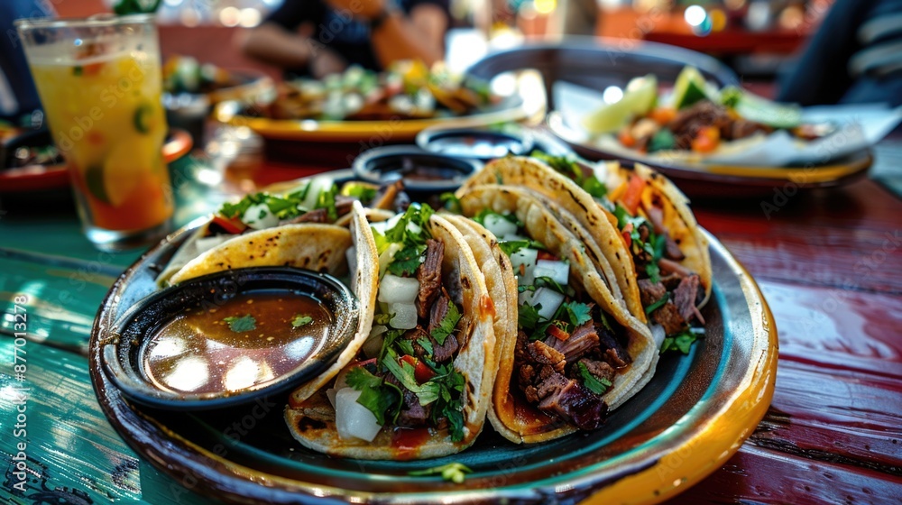 Canvas Prints tacos and drink on table