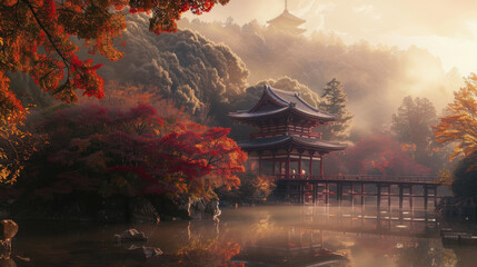 Obraz premium The day of the autumn equinox in Japan. symbolizing the balance of the day on the day of the autumnal equinox