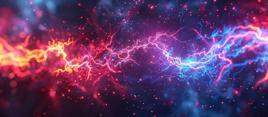 Fototapeta premium A vibrant abstract background featuring electric lightning energy with neon colors and dynamic light effects, perfect for modern and futuristic designs.