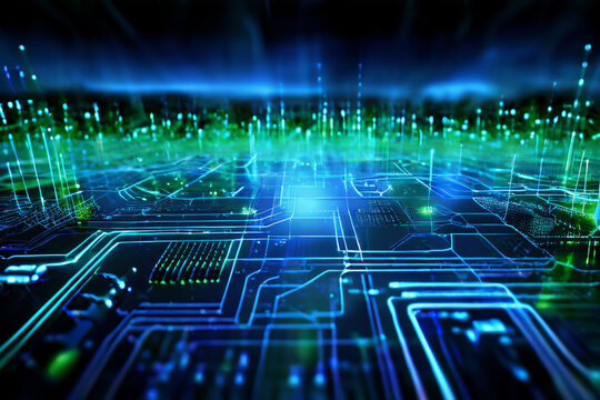 Hintergrundbild mit Platinen und Chips . KI Generated