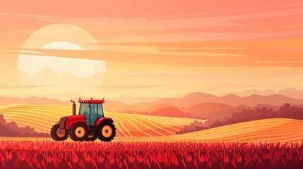 Fototapeta premium Balanced textures in healthy crops, achieving agricultural harmony, flat design illustration