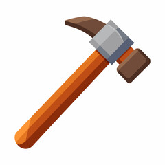 There is a hammer with a wooden handle placed on a white background