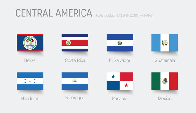 Central America flag set. Hight detailed. Vector illustration