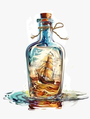 Bottle with ship model inside