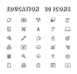 Education and Learning thin line icons set. Education, School, Learning editable stroke icons