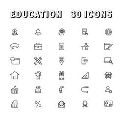 Education and Learning thin line icons set. Education, School, Learning editable stroke icons