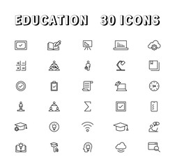 Education and Learning thin line icons set. Education, School, Learning editable stroke icons