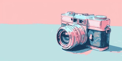Fototapeta premium Pink and Blue Camera Background