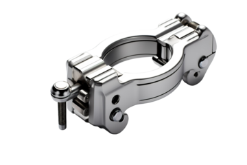 A Gleaming Silver Bicycle Derailleur Hanger, Ready for Action on a White or Clear Surface PNG Transparent Background.