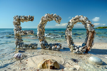 Fototapeta premium The Word of ECO written in stones and wood