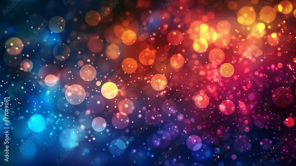 Poster bokeh lights creating a dreamy, out-of-focus effect with soft, colorful circles. cartoon illustratio