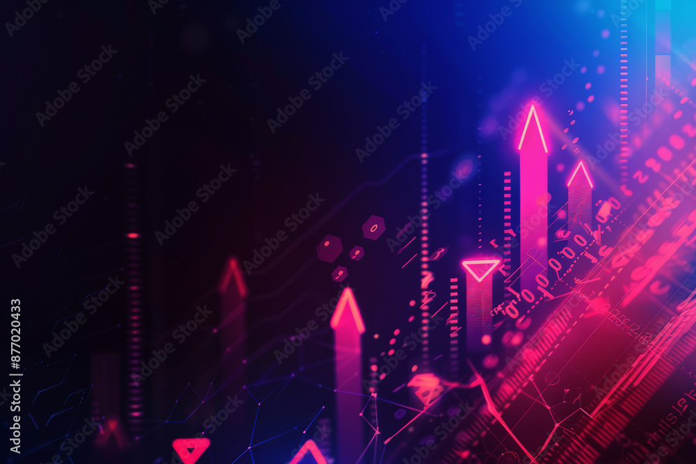 Poster abstract background with digital arrow up