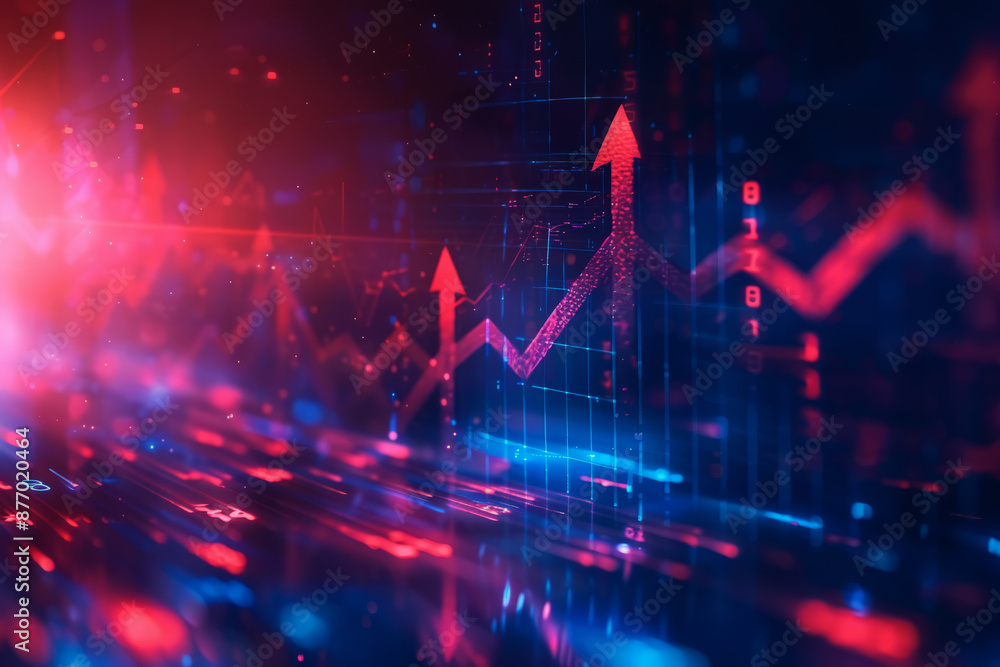 Poster abstract background with digital arrow up