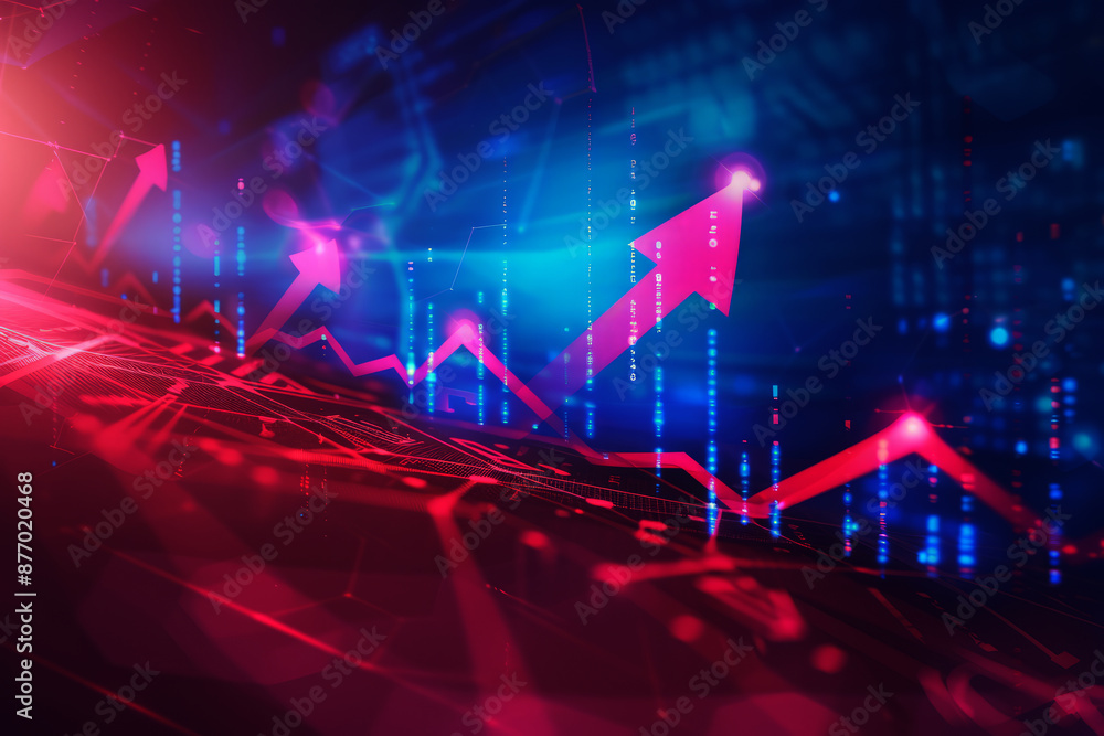 Poster abstract background with digital arrow up