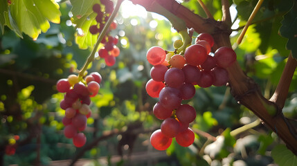 Ripe grapes hanging on the tree	