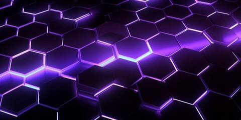 Fototapeta premium Futuristic Purple Neon Honeycomb Pattern Background