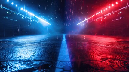 Vs Background. Red and Blue Lights Creating a Competitive Match Atmosphere