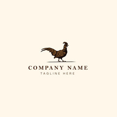 Pheasant logo design template. Vector illustration. Vintage style.