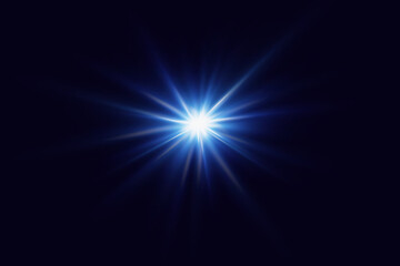 Light flashes of light. Star and flare explosion, rays effect.