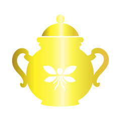 Golden Honey pot isolated on transparent background