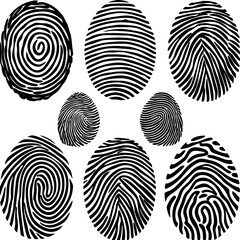 Black and white fingerprints on a white background