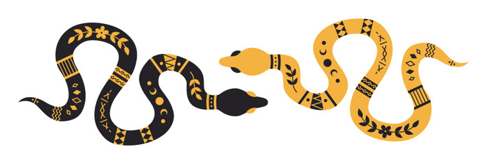 Naklejka premium Vector isolated magic snakes. Clip art element