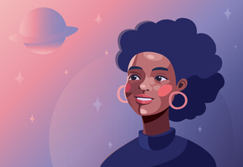 girl in the space stars planet fantasy 