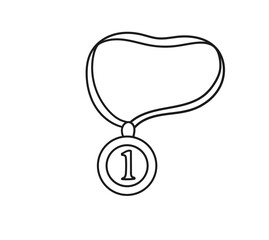 award medal for 1st place hand-drawn in doodle style