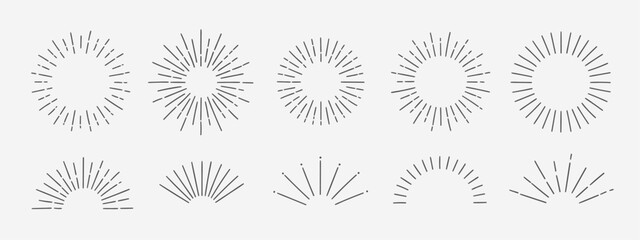 Obraz premium Vintage doodle Sunburst Explosion. Hand drawn fireworks and black rays