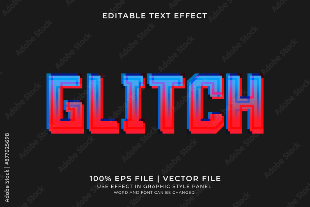 Poster glitch text effect editable vector