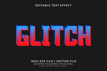 Fototapeta premium Glitch Text effect editable vector