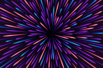 Abstract futuristic radial circular wavy colorful lines flow explosion concept, starburst dynamic multicolored lines, speed geometric background