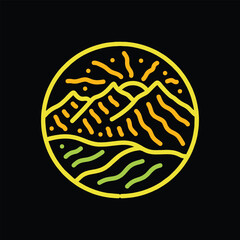 Colorful Monoline Mountain Logo Colorful Vector, Emblem Icon Symbol, Outdoor Panorama Creative Vintage Graphic Design