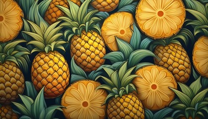 Fototapeta premium pineapple pattern. Illustration with ananas. Vintage pineapple pattern