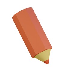 red pencil in 3D style 