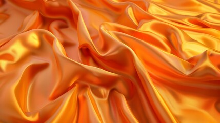 Fototapeta premium A stunning 3D render showcasing the luxurious texture of orange silk. The image captures the smooth, glossy, and flowing qualities of the fabric, highlighting its rich and vibrant color.