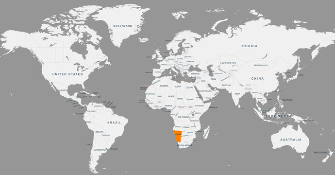 namibia map.Geographical map of namibia with world map highlighted