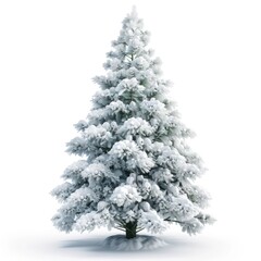 White Christmas Tree. Festive Holiday Decoration on White Background