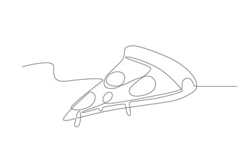 Slice of pizza. Fast food concept one-line drawing