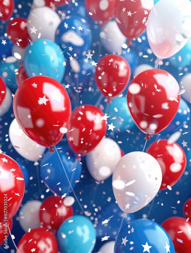 Sticker Red White And Blue Balloons