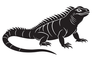 Collection iguana silhouettes icon mascots vector iguana