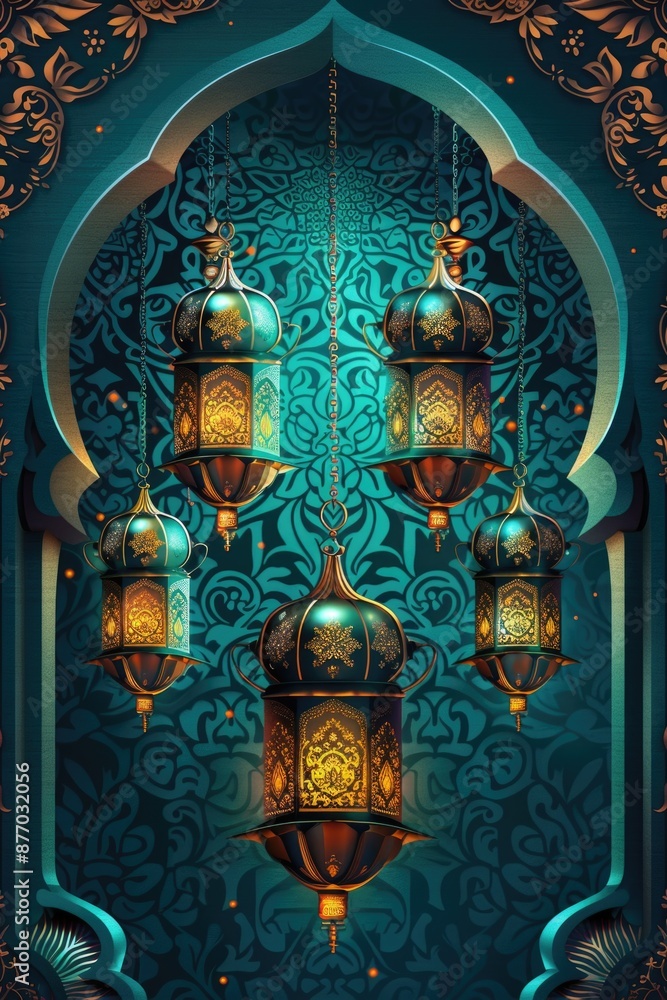 Wall mural mosque lanterns decoration