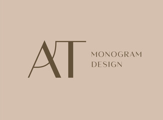 AT letter logo icon design. Classic style luxury initials monogram.