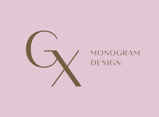 GX letter logo icon design. Classic style luxury initials monogram.