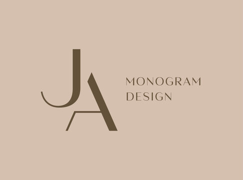 JA letter logo icon design. Classic style luxury initials monogram.