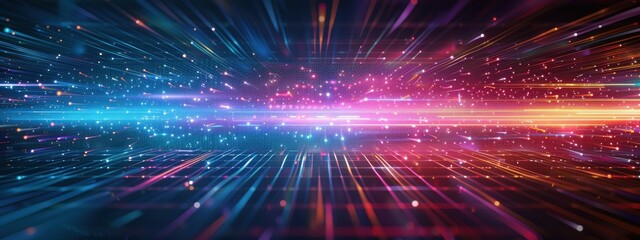 Obraz premium Holographic end-to-end encryption, futuristic TOR network, advanced firewall, vibrant colors